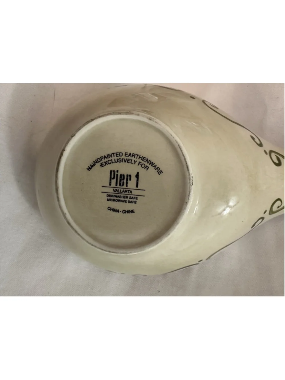 Pier 1 VALLARTA 10 inch Spoon Rest Utensil Holder Floral Design Hand Crafted
